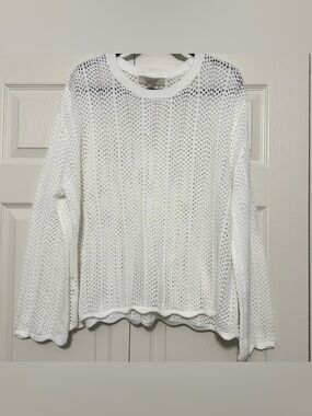 Ann Taylor LOFT Wide Sleeve Loose Knit Sweater in White Size XL NWT‎